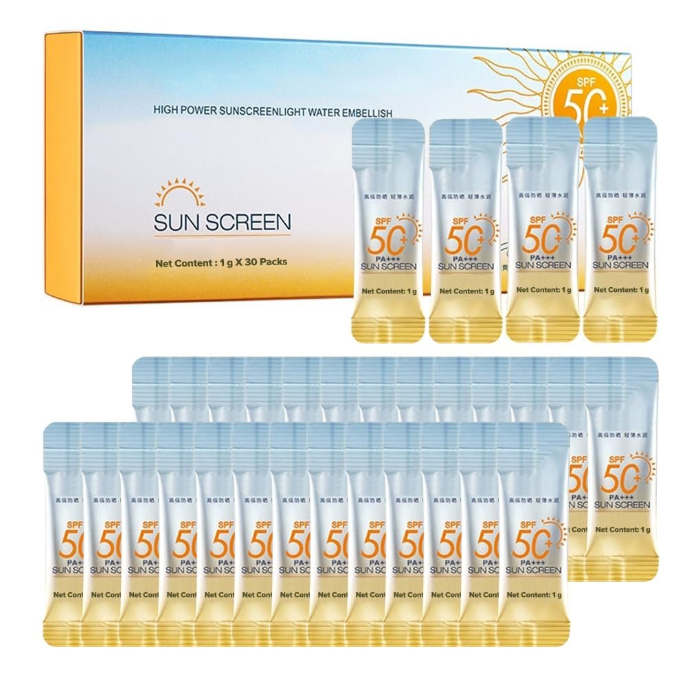 30-Pack Travel-Size SPF 50+ PA++++ Mini Sunscreen – Lightweight, Non-Greasy, Water-Resistant Sunblock for Face & Body, Bulk Vacation Essentials & Party Favors - görsel 1