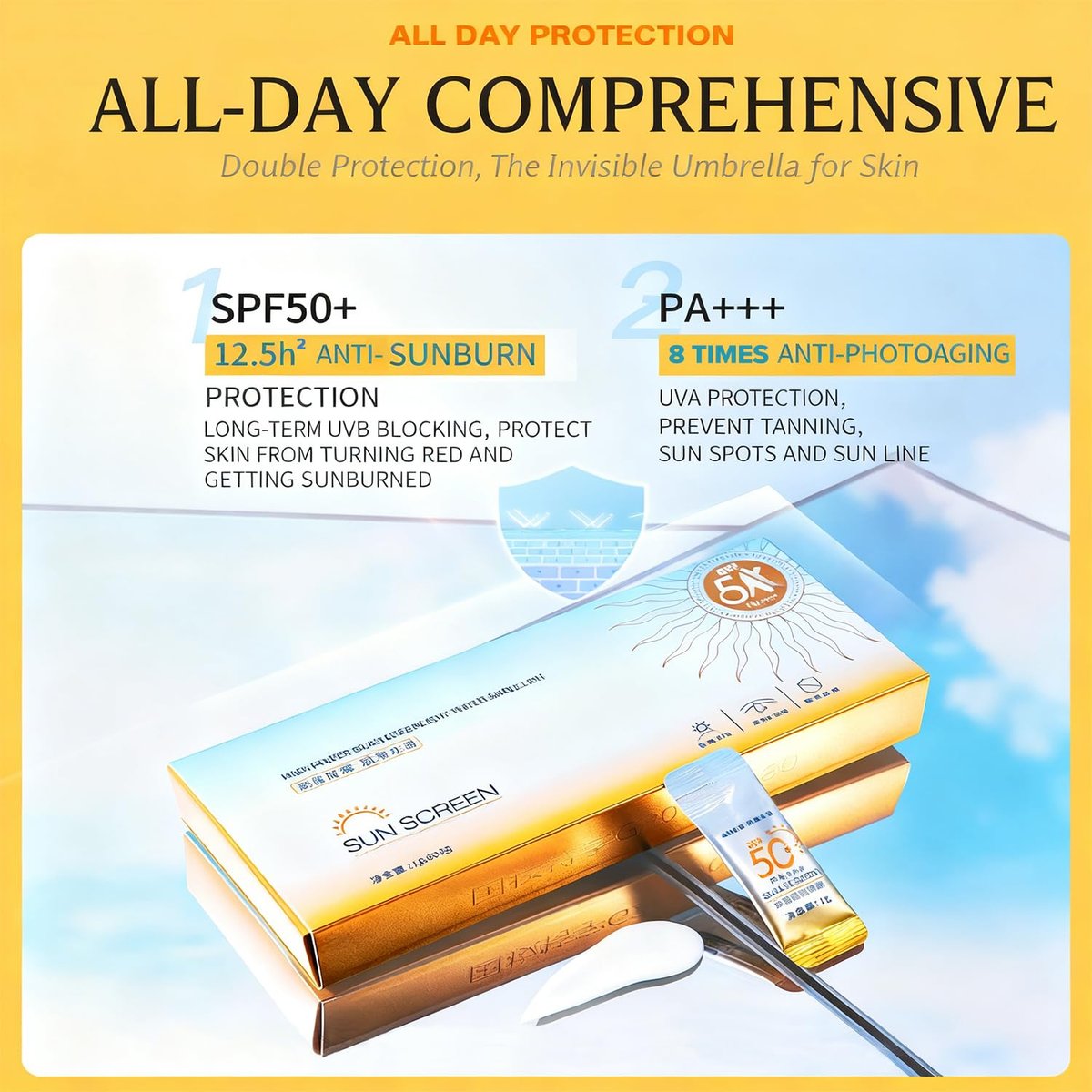 30-Pack Travel-Size SPF 50+ PA++++ Mini Sunscreen – Lightweight, Non-Greasy, Water-Resistant Sunblock for Face & Body, Bulk Vacation Essentials & Party Favors - görsel 5