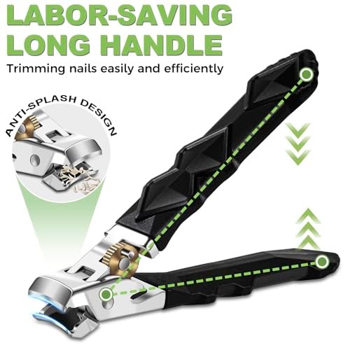 Heavy Duty Toenail Clippers for Thick Nails - Long Handled Nail Clippers for Seniors, Men - Sharp Slanted Stainless Steel Ingrown Toenail Cutter Avelisse