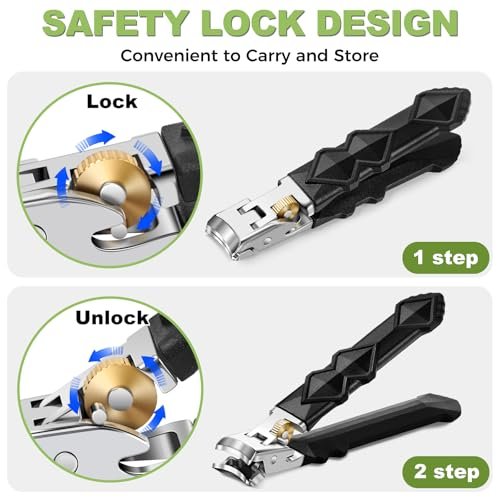 Heavy Duty Toenail Clippers for Thick Nails - Long Handled Nail Clippers for Seniors, Men - Sharp Slanted Stainless Steel Ingrown Toenail Cutter Avelisse