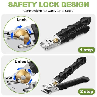 Heavy Duty Toenail Clippers for Thick Nails - Long Handled Nail Clippers for Seniors, Men - Sharp Slanted Stainless Steel Ingrown Toenail Cutter Avelisse
