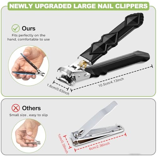 Heavy Duty Toenail Clippers for Thick Nails - Long Handled Nail Clippers for Seniors, Men - Sharp Slanted Stainless Steel Ingrown Toenail Cutter Avelisse