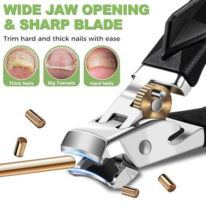 Heavy Duty Toenail Clippers for Thick Nails - Long Handled Nail Clippers for Seniors, Men - Sharp Slanted Stainless Steel Ingrown Toenail Cutter Avelisse