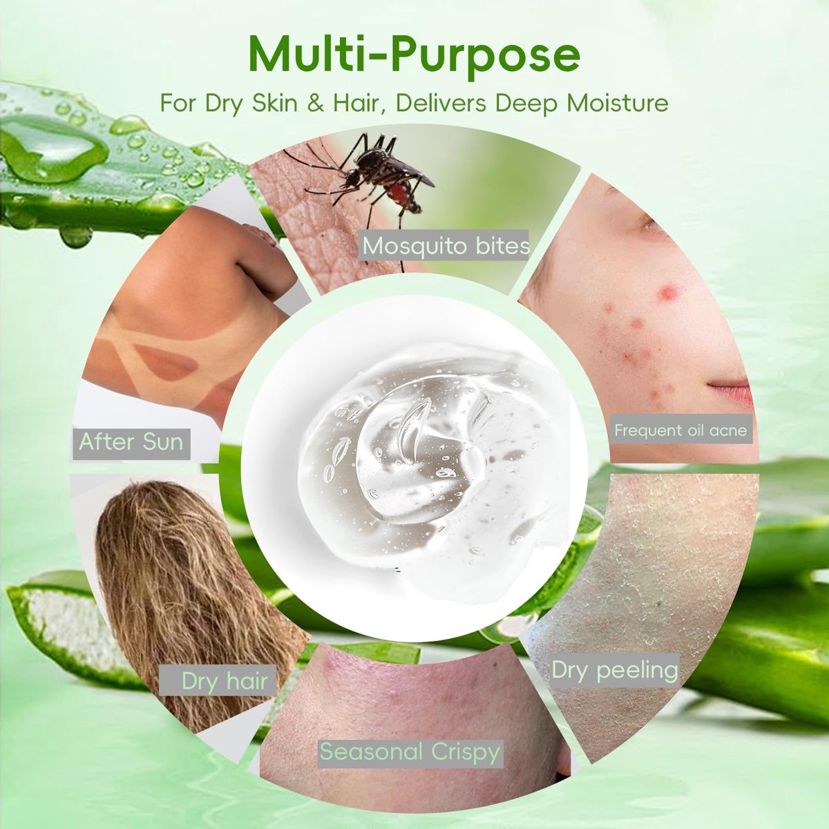 Fuveuua Organic Pure Aloe Vera Gel – Soothing Cooling Gel for Sunburn Relief & After-Sun Care, 99% Plant-Derived, 7.05 oz, Gentle for All Skin Types - görsel 7
