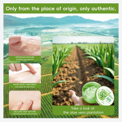 Fuveuua Organic Pure Aloe Vera Gel – Soothing Cooling Gel for Sunburn Relief & After-Sun Care, 99% Plant-Derived, 7.05 oz, Gentle for All Skin Types