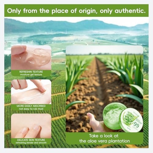 Fuveuua Organic Pure Aloe Vera Gel – Soothing Cooling Gel for Sunburn Relief & After-Sun Care, 99% Plant-Derived, 7.05 oz, Gentle for All Skin Types - görsel 10
