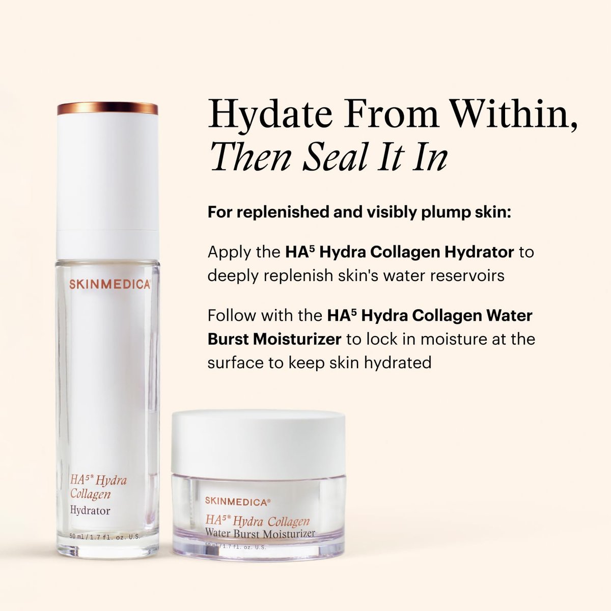 SkinMedica HA⁵ Hydra Collagen Water Burst Face Moisturizer with Vegan Collagen - Plumping Face Cream with Microbiome Barrier Complex for 24-Hour Hydration - Helps Replenish Dry, Dull Skin (1.7 Fl Oz) Avelisse