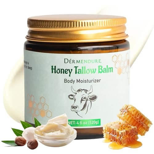 Whipped Honey Tallow Balm for Skin – 100% Grass-Fed Beef Tallow, Manuka Honey, Body Butter, Dry Skin Cream, Natural Moisturizing Cream for Dry, Sensitive Skin, Eczema & Body Care, 4 oz Avelisse