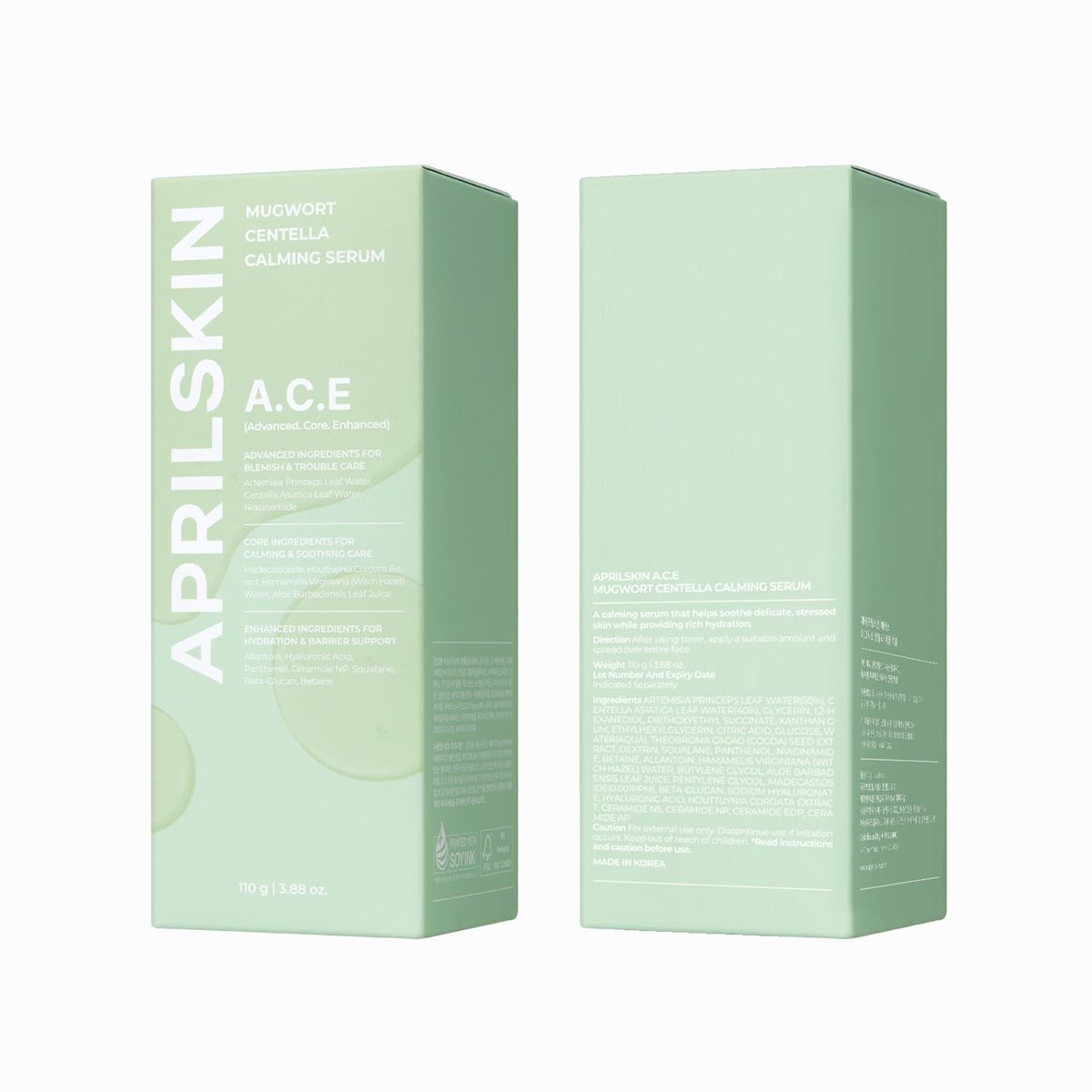 APRILSKIN A.C.E Serum | Mugwort & Centella Soothing Serum for Troubled Skin | Korean Skin Care | 3.88 oz Avelisse