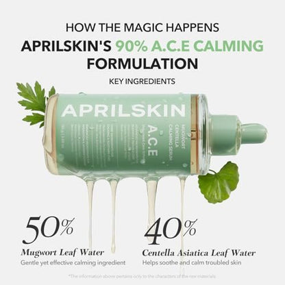 APRILSKIN A.C.E Serum | Mugwort & Centella Soothing Serum for Troubled Skin | Korean Skin Care | 3.88 oz Avelisse