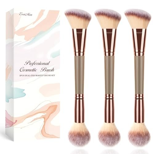3PCS Angled Blush Brush Set - Double Ended Makeup Brush for Blush, Contour, and Highlighter - Synthetic Bristle Avelisse