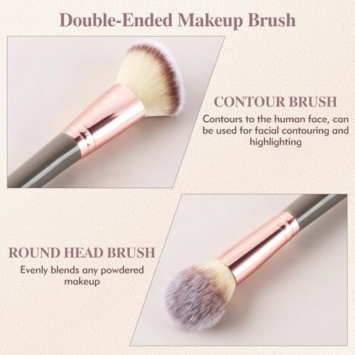 3PCS Angled Blush Brush Set - Double Ended Makeup Brush for Blush, Contour, and Highlighter - Synthetic Bristle Avelisse