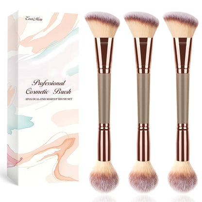 3PCS Angled Blush Brush Set - Double Ended Makeup Brush for Blush, Contour, and Highlighter - Synthetic Bristle Avelisse