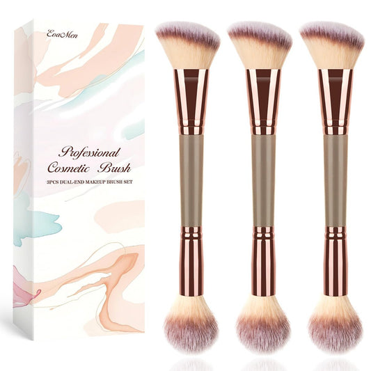 3PCS Angled Blush Brush Set - Double Ended Makeup Brush for Blush, Contour, and Highlighter - Synthetic Bristle Avelisse