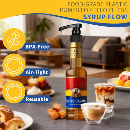 3 PCS Syrup Pump Compatible with Jordans Skinny and Torani, Coffee Syrup Dispenser for 12.7 oz Bottles, Lockable Design, Easy to Use and Clean