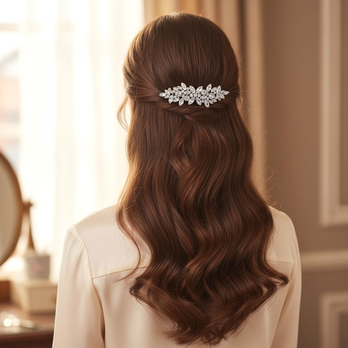 Sibba 4-Piece Silver Rhinestone Hair Clips Set – Elegant Crystal Flower Leaf Barrettes for Women, Brides, Bridesmaids, Weddings, Parties, and Festive Occasions - görsel 13