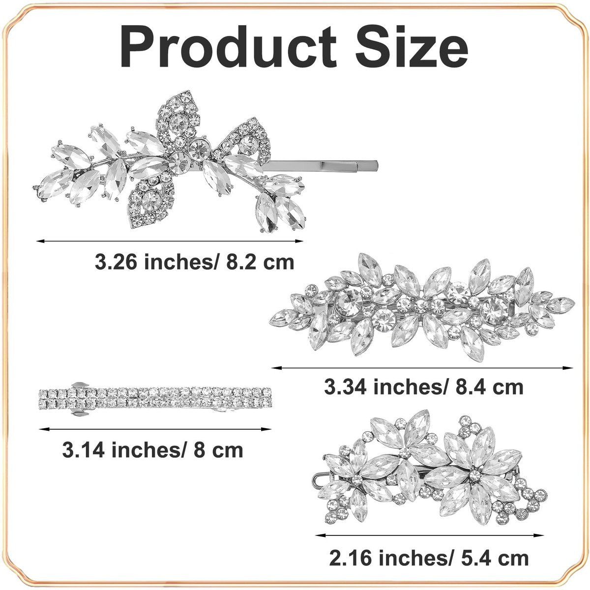 Sibba 4-Piece Silver Rhinestone Hair Clips Set – Elegant Crystal Flower Leaf Barrettes for Women, Brides, Bridesmaids, Weddings, Parties, and Festive Occasions - görsel 5