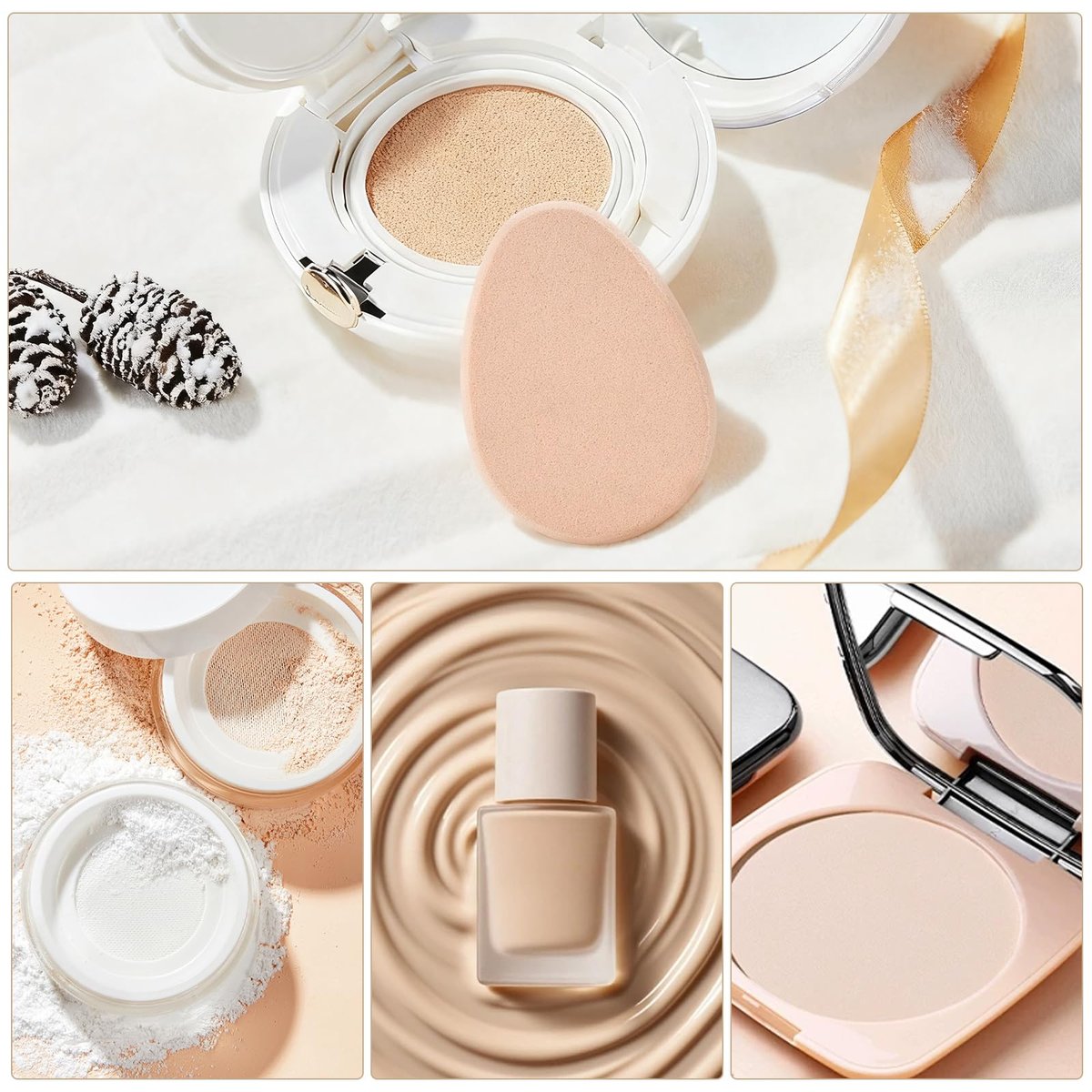 Clofiak 6 PCS Flat Makeup Sponges for Foundation - Beige Foundation Sponge, Beauty Blender Make Up Sponges, Cushion Foundation Puff for Natural and Easy Soft Long-lasting - görsel 5