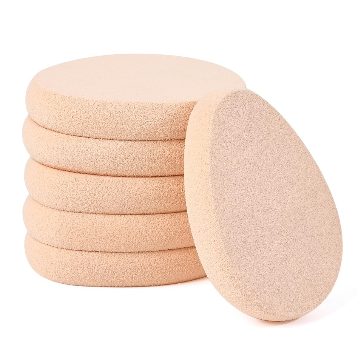 Clofiak 6 PCS Flat Makeup Sponges for Foundation - Beige Foundation Sponge, Beauty Blender Make Up Sponges, Cushion Foundation Puff for Natural and Easy Soft Long-lasting - görsel 1