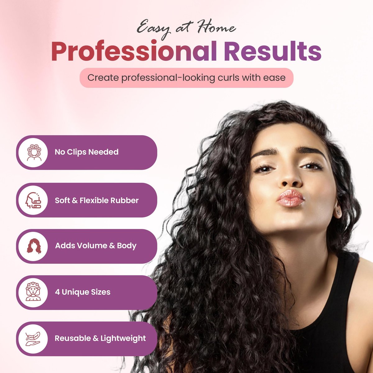 Rachel Roy Flexi Rods Foam Hair Rollers - 1/2" 5/8" 3/4" 1" Diameter - Professional Salon Quality 18 Pcs Rubber Hair Rollers for Long, Medium, and Short Hair, Hair Curlers to Sleep in for Women Avelisse