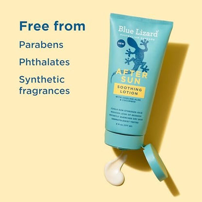 BLUE LIZARD After Sun Soothing Lotion - Lightweight Formula with Shea Butter, Soothes and Moisturizes, Reduces Redness, Vegan Hypoallergenic After Sun Care 6 oz Avelisse