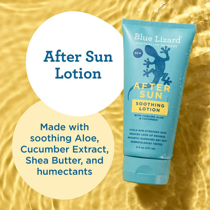BLUE LIZARD After Sun Soothing Lotion - Lightweight Formula with Shea Butter, Soothes and Moisturizes, Reduces Redness, Vegan Hypoallergenic After Sun Care 6 oz Avelisse
