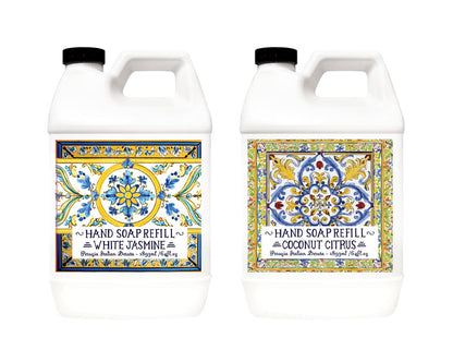 Home & Body Company Perugia Italian Deruta Hand Soap Refill Set – White Jasmine & Coconut Citrus, 64 Fl Oz Bottles (2-Pack) Avelisse