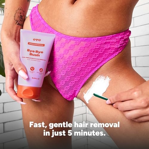 Bye Bye Bush by OYO – Hair Removal Cream for Women Private Area, Bikini Line, Inner Thighs & Armpits, Sensitive Skin Formula, 65% Naturally Derived, Fast Acting Aloe Cucumber – 5 fl oz Avelisse