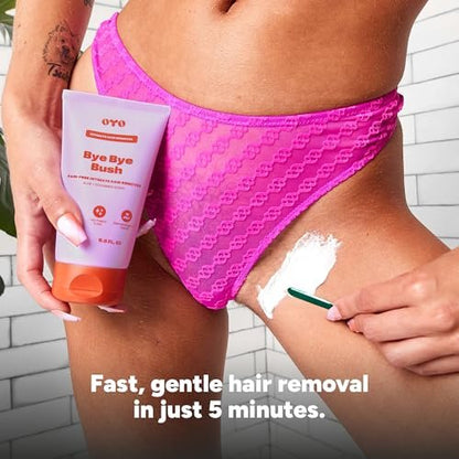 Bye Bye Bush by OYO – Hair Removal Cream for Women Private Area, Bikini Line, Inner Thighs & Armpits, Sensitive Skin Formula, 65% Naturally Derived, Fast Acting Aloe Cucumber – 5 fl oz Avelisse