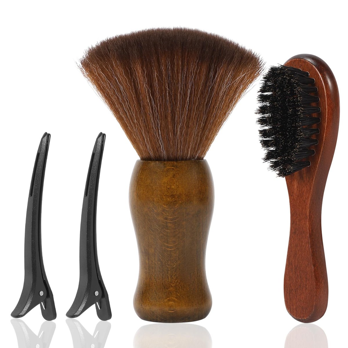 ÖkoStamm 4 In 1 Barber Neck Duster Brush Set - Professional Barber Accessories Cleaning Supplies with Boar Bristle Barber Brush and Neck Duster Brush for Removes Loose Hair and Make Hairstyle - görsel 1