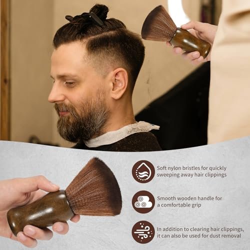 ÖkoStamm 4 In 1 Barber Neck Duster Brush Set - Professional Barber Accessories Cleaning Supplies with Boar Bristle Barber Brush and Neck Duster Brush for Removes Loose Hair and Make Hairstyle - görsel 10