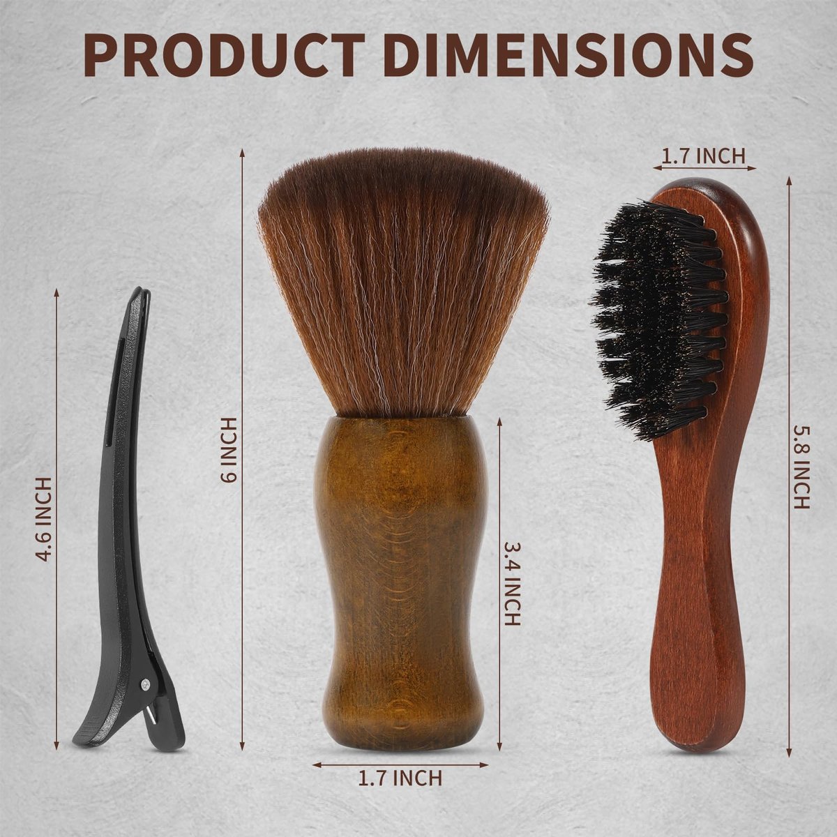 ÖkoStamm 4 In 1 Barber Neck Duster Brush Set - Professional Barber Accessories Cleaning Supplies with Boar Bristle Barber Brush and Neck Duster Brush for Removes Loose Hair and Make Hairstyle - görsel 3