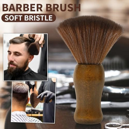 ÖkoStamm 4 In 1 Barber Neck Duster Brush Set - Professional Barber Accessories Cleaning Supplies with Boar Bristle Barber Brush and Neck Duster Brush for Removes Loose Hair and Make Hairstyle
