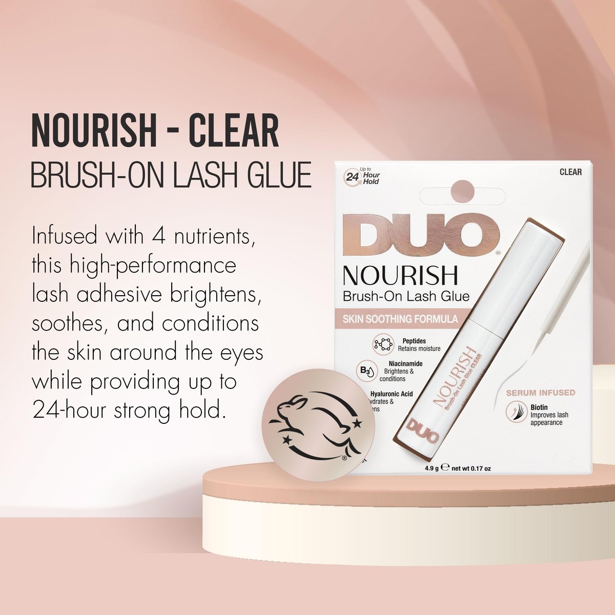 DUO Nourish Brush-On Clear Lash Glue - 24 Hour Strong Hold with Peptides, Niacinamide & Biotin for Sensitive Eyes - görsel 5