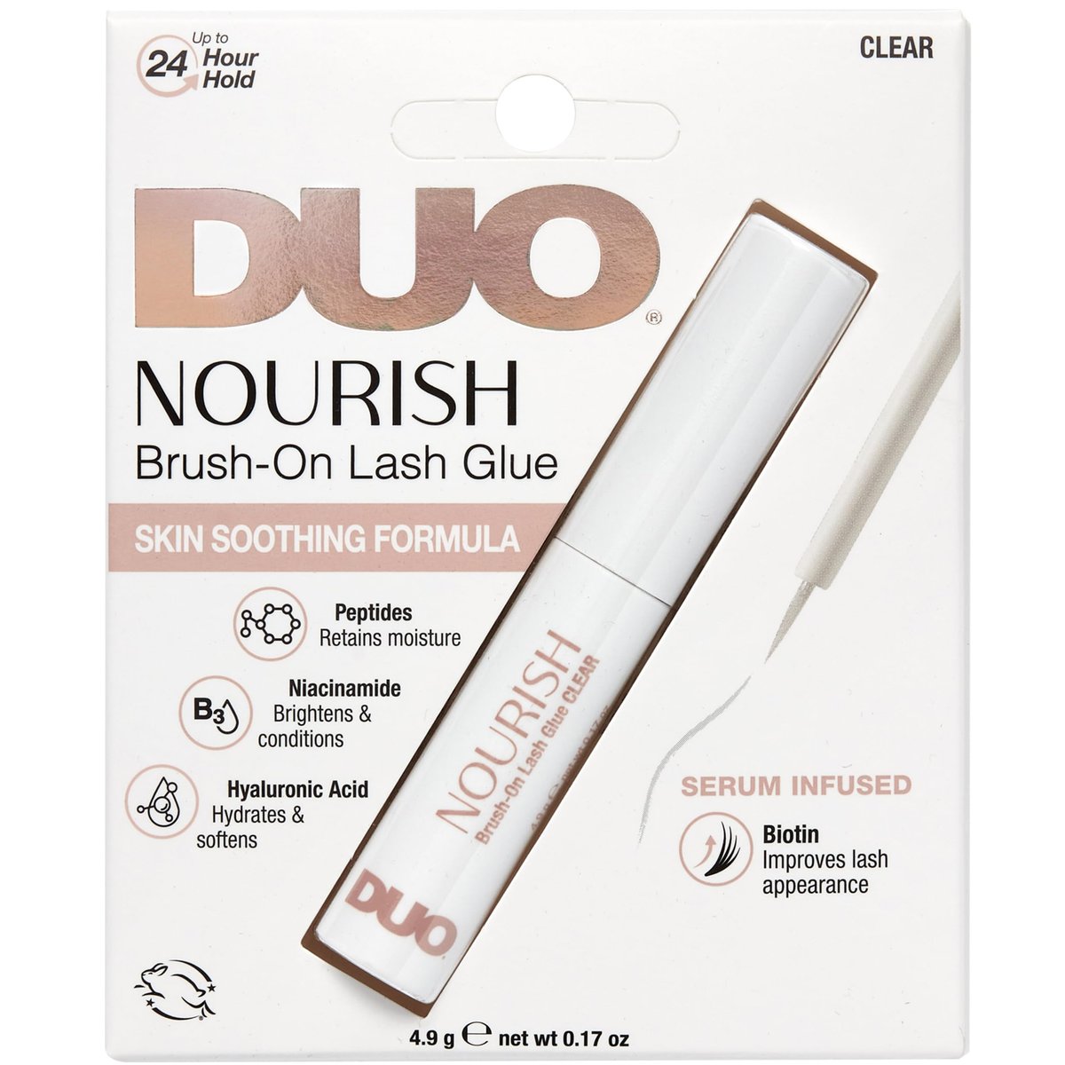 DUO Nourish Brush-On Clear Lash Glue - 24 Hour Strong Hold with Peptides, Niacinamide & Biotin for Sensitive Eyes - görsel 1