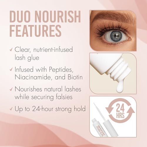 DUO Nourish Brush-On Clear Lash Glue - 24 Hour Strong Hold with Peptides, Niacinamide & Biotin for Sensitive Eyes - görsel 8