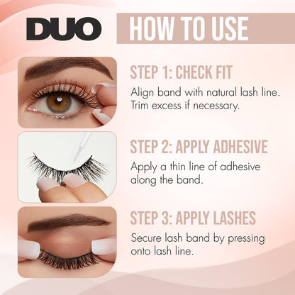 DUO Nourish Brush-On Clear Lash Glue - 24 Hour Strong Hold with Peptides, Niacinamide & Biotin for Sensitive Eyes