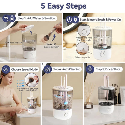 Luslife Electric Makeup Brush Cleaning Machine – Multi-Functional Integrated Cleaner for All Brush Types Avelisse