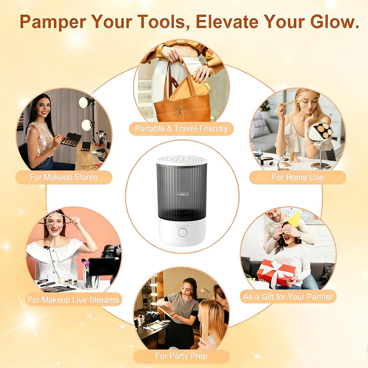 Luslife Electric Makeup Brush Cleaning Machine – Multi-Functional Integrated Cleaner for All Brush Types Avelisse