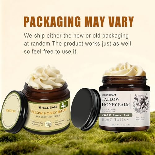 Hicream Beef Tallow and Honey Balm - 100% Organic Grass-Fed Beef Tallow Face & Body Moisturizer for Dry, Cracked, Sensitive Skin - Unscented, 4 Oz - görsel 4