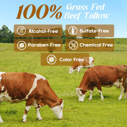 Hicream Beef Tallow and Honey Balm - 100% Organic Grass-Fed Beef Tallow Face & Body Moisturizer for Dry, Cracked, Sensitive Skin - Unscented, 4 Oz