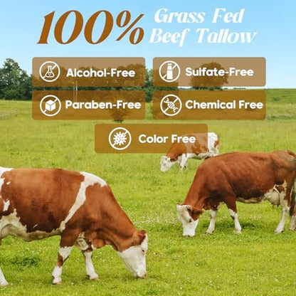 Hicream Beef Tallow and Honey Balm - 100% Organic Grass-Fed Beef Tallow Face & Body Moisturizer for Dry, Cracked, Sensitive Skin - Unscented, 4 Oz