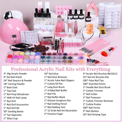 SWEET TREND Acrylic Nail Kit for Beginners | Professional Acrylic Powder Set with Gel Nail Polish, UV Light, Nail Drill & Full Tools for Home Salon Avelisse