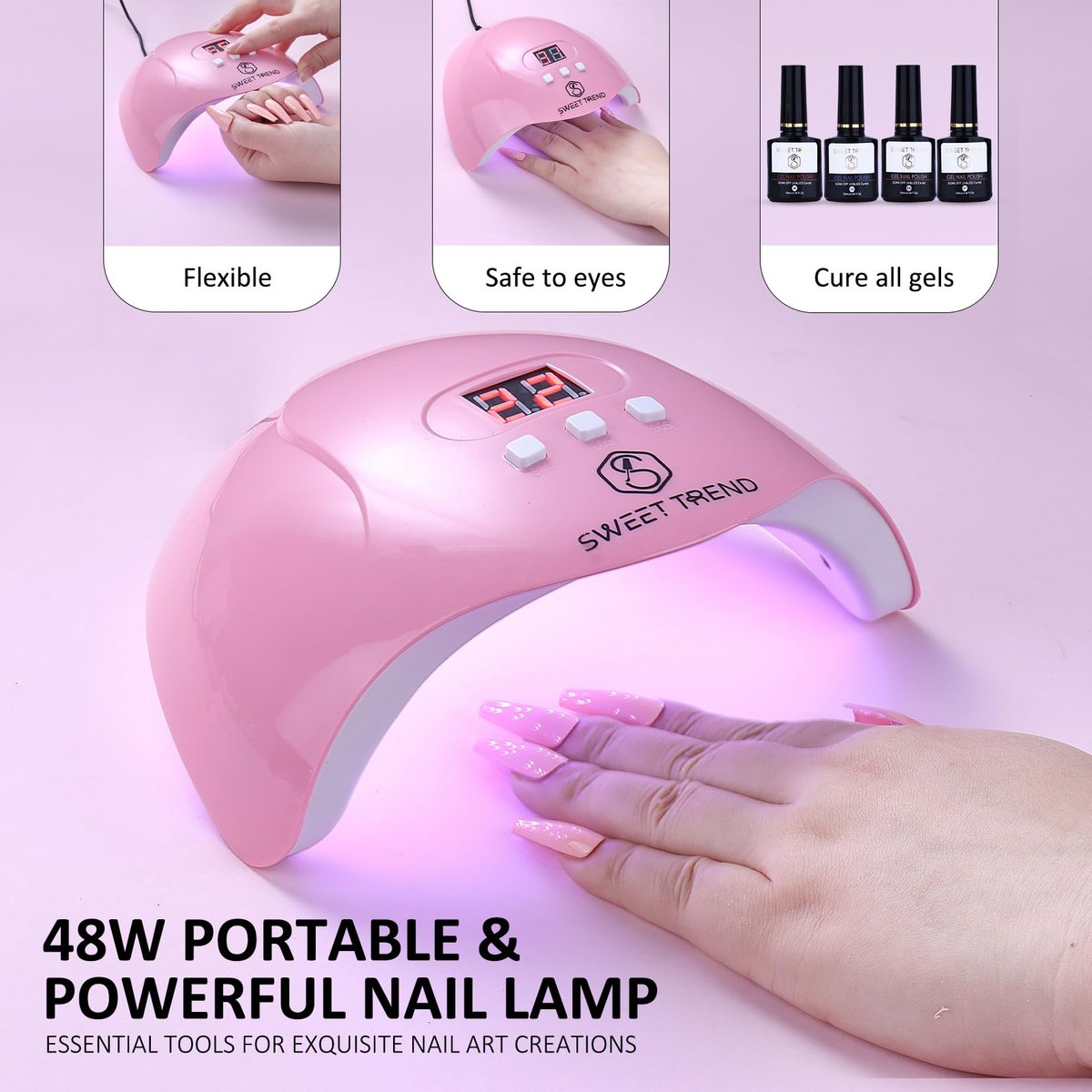 SWEET TREND Acrylic Nail Kit for Beginners | Professional Acrylic Powder Set with Gel Nail Polish, UV Light, Nail Drill & Full Tools for Home Salon Avelisse