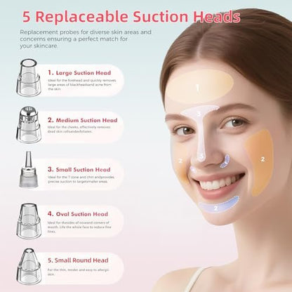 2026 Pore Vacuum Blackhead Remover - USB Rechargeable with 5 Heads & Spatula for Face Deep Cleansing Avelisse