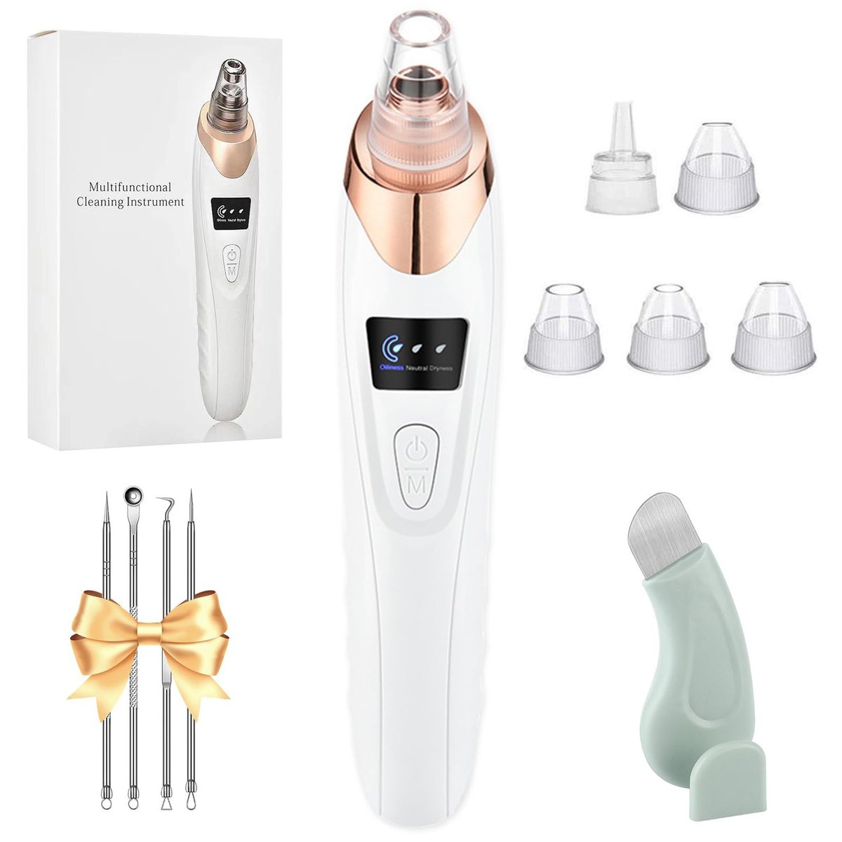 2026 Pore Vacuum Blackhead Remover - USB Rechargeable with 5 Heads & Spatula for Face Deep Cleansing Avelisse