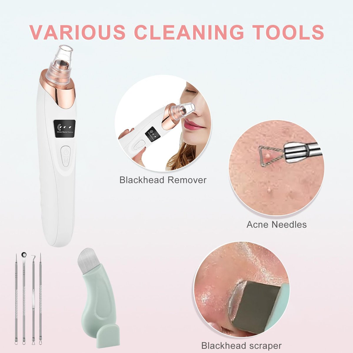 2026 Pore Vacuum Blackhead Remover - USB Rechargeable with 5 Heads & Spatula for Face Deep Cleansing Avelisse