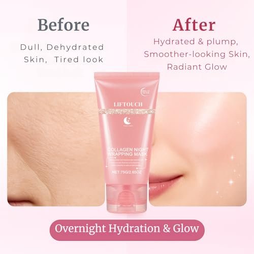 Liftouch Korean Collagen Night Wrapping Mask - Overnight Peel Off Facial Mask for Face - Hydrating Sleeping Mask Skincare - Anti-Aging Glass Skin Elasticity Treatment for Women - görsel 12