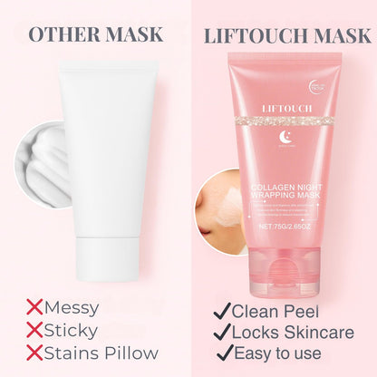 Liftouch Korean Collagen Night Wrapping Mask - Overnight Peel Off Facial Mask for Face - Hydrating Sleeping Mask Skincare - Anti-Aging Glass Skin Elasticity Treatment for Women
