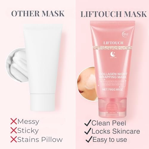 Liftouch Korean Collagen Night Wrapping Mask - Overnight Peel Off Facial Mask for Face - Hydrating Sleeping Mask Skincare - Anti-Aging Glass Skin Elasticity Treatment for Women - görsel 14